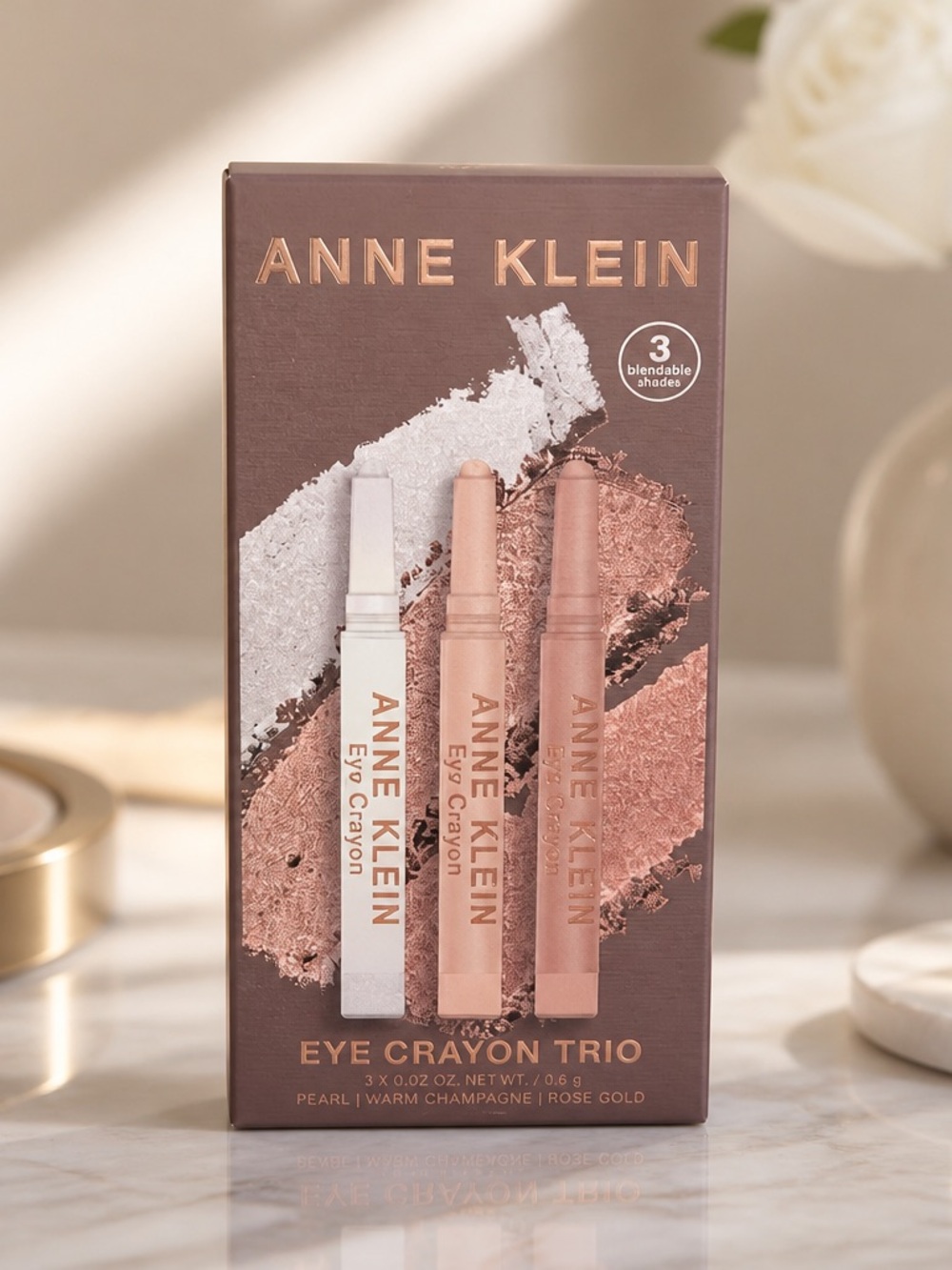 Anne Klein Eye Crayon Trio Pearl Warm Champagne Rose Gold New